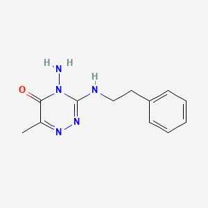 molecular formula C12H15N5O B2403290 4-Amino-6-methyl-3-phenethylamino-4H-[1,2,4]triazin-5-one CAS No. 694507-77-2