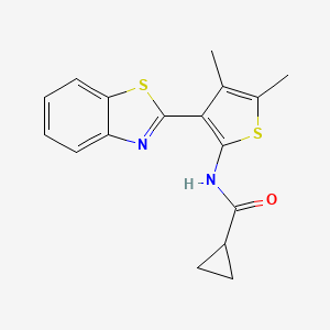 molecular formula C17H16N2OS2 B2403294 N-[3-(1,3-benzothiazol-2-yl)-4,5-dimethylthiophen-2-yl]cyclopropanecarboxamide CAS No. 886959-76-8