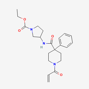 molecular formula C22H29N3O4 B2403297 Ethyl 3-[(4-phenyl-1-prop-2-enoylpiperidine-4-carbonyl)amino]pyrrolidine-1-carboxylate CAS No. 2361704-68-7