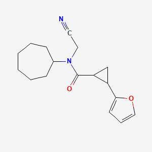 molecular formula C17H22N2O2 B2403304 N-(cyanomethyl)-N-cycloheptyl-2-(furan-2-yl)cyclopropane-1-carboxamide CAS No. 1797759-06-8