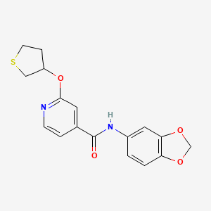 molecular formula C17H16N2O4S B2403307 N-(benzo[d][1,3]dioxol-5-yl)-2-((tetrahydrothiophen-3-yl)oxy)isonicotinamide CAS No. 2034428-87-8
