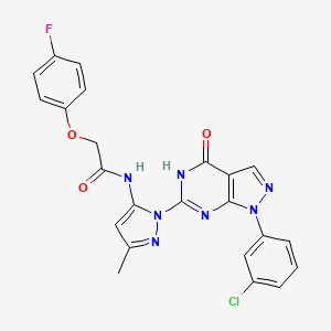 molecular formula C23H17ClFN7O3 B2403310 N-(1-(1-(3-chlorophenyl)-4-oxo-4,5-dihydro-1H-pyrazolo[3,4-d]pyrimidin-6-yl)-3-methyl-1H-pyrazol-5-yl)-2-(4-fluorophenoxy)acetamide CAS No. 1170538-59-6