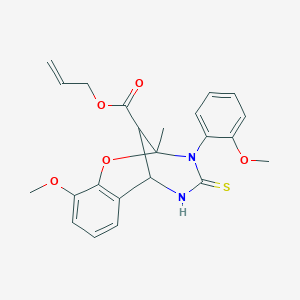 molecular formula C23H24N2O5S B2403334 allyl 10-methoxy-3-(2-methoxyphenyl)-2-methyl-4-thioxo-3,4,5,6-tetrahydro-2H-2,6-methano-1,3,5-benzoxadiazocine-11-carboxylate CAS No. 1005087-77-3