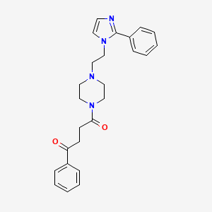 molecular formula C25H28N4O2 B2403348 1-phenyl-4-(4-(2-(2-phenyl-1H-imidazol-1-yl)ethyl)piperazin-1-yl)butane-1,4-dione CAS No. 1426314-80-8