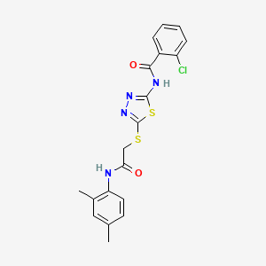 molecular formula C19H17ClN4O2S2 B2403351 2-氯-N-(5-((2-((2,4-二甲苯基)氨基)-2-氧代乙基)硫代)-1,3,4-噻二唑-2-基)苯甲酰胺 CAS No. 392295-68-0