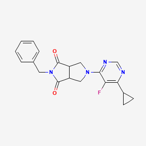 molecular formula C20H19FN4O2 B2403355 5-Benzyl-2-(6-cyclopropyl-5-fluoropyrimidin-4-yl)-1,3,3a,6a-tetrahydropyrrolo[3,4-c]pyrrole-4,6-dione CAS No. 2415629-98-8
