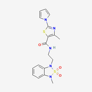 4-methyl-N-(2-(3-methyl-2,2-dioxidobenzo[c][1,2,5]thiadiazol-1(3H)-yl)ethyl)-2-(1H-pyrrol-1-yl)thiazole-5-carboxamide