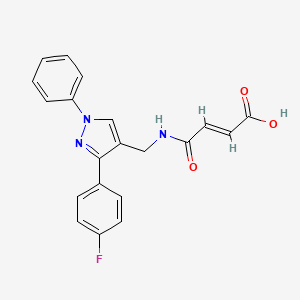 molecular formula C20H16FN3O3 B2403358 (E)-4-[[3-(4-fluorophenyl)-1-phenylpyrazol-4-yl]methylamino]-4-oxobut-2-enoic acid CAS No. 956784-04-6