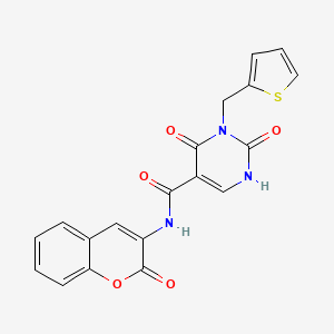 2,4-dioxo-N-(2-oxo-2H-chromen-3-yl)-3-(thiophen-2-ylmethyl)-1,2,3,4-tetrahydropyrimidine-5-carboxamide