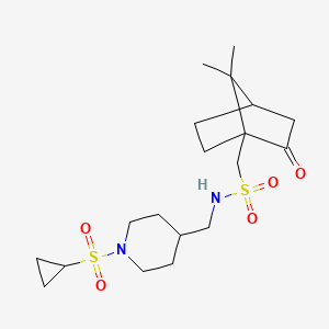 molecular formula C19H32N2O5S2 B2403365 N-((1-(cyclopropylsulfonyl)piperidin-4-yl)methyl)-1-(7,7-dimethyl-2-oxobicyclo[2.2.1]heptan-1-yl)methanesulfonamide CAS No. 1798028-46-2