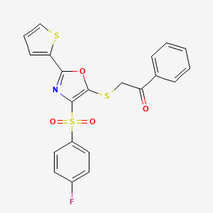 2-((4-((4-Fluorophenyl)sulfonyl)-2-(thiophen-2-yl)oxazol-5-yl)thio)-1-phenylethanone