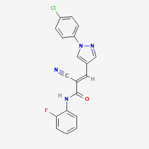 (E)-3-[1-(4-chlorophenyl)pyrazol-4-yl]-2-cyano-N-(2-fluorophenyl)prop-2-enamide