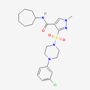 3-((4-(3-chlorophenyl)piperazin-1-yl)sulfonyl)-N-cycloheptyl-1-methyl-1H-pyrazole-4-carboxamide