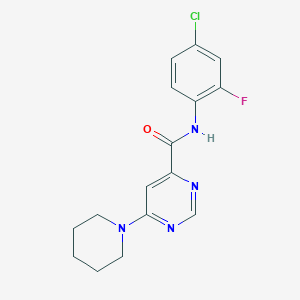 molecular formula C16H16ClFN4O B2403385 N-(4-chloro-2-fluorophenyl)-6-(piperidin-1-yl)pyrimidine-4-carboxamide CAS No. 2034581-95-6