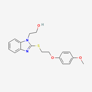 molecular formula C18H20N2O3S B2403387 2-(2-([2-(4-甲氧基苯氧基)乙基]硫代)-1H-苯并咪唑-1-基)乙醇 CAS No. 313233-17-9