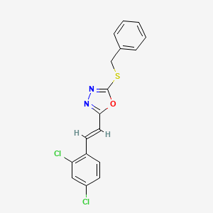 molecular formula C17H12Cl2N2OS B2403388 2-benzylsulfanyl-5-[(E)-2-(2,4-dichlorophenyl)ethenyl]-1,3,4-oxadiazole CAS No. 383148-18-3