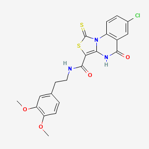 molecular formula C21H18ClN3O4S2 B2403408 7-chloro-N-(3,4-dimethoxyphenethyl)-5-oxo-1-thioxo-4,5-dihydro-1H-thiazolo[3,4-a]quinazoline-3-carboxamide CAS No. 1111062-76-0