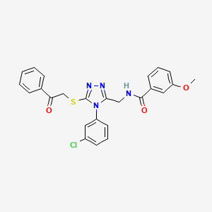 N-[[4-(3-chlorophenyl)-5-phenacylsulfanyl-1,2,4-triazol-3-yl]methyl]-3-methoxybenzamide