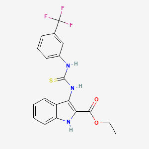 molecular formula C19H16F3N3O2S B2403425 ethyl 3-(3-(3-(trifluoromethyl)phenyl)thioureido)-1H-indole-2-carboxylate CAS No. 160424-54-4
