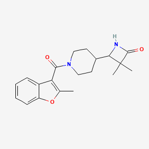 molecular formula C20H24N2O3 B2403433 3,3-Dimethyl-4-[1-(2-methyl-1-benzofuran-3-carbonyl)piperidin-4-yl]azetidin-2-one CAS No. 2249276-09-1