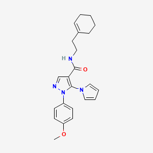 molecular formula C23H26N4O2 B2403439 N-(2-(cyclohex-1-en-1-yl)ethyl)-1-(4-methoxyphenyl)-5-(1H-pyrrol-1-yl)-1H-pyrazole-4-carboxamide CAS No. 1207002-65-0