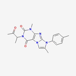 molecular formula C20H21N5O3 B2403450 4,7-Dimethyl-6-(4-methylphenyl)-2-(3-oxobutan-2-yl)purino[7,8-a]imidazole-1,3-dione CAS No. 876669-56-6