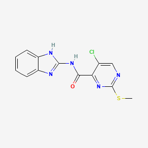 molecular formula C13H10ClN5OS B2403453 N-(1H-1,3-benzodiazol-2-yl)-5-chloro-2-(methylsulfanyl)pyrimidine-4-carboxamide CAS No. 1099777-28-2