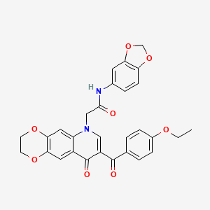 molecular formula C29H24N2O8 B2403455 N-(1,3-benzodioxol-5-yl)-2-[8-(4-ethoxybenzoyl)-9-oxo-2,3-dihydro-[1,4]dioxino[2,3-g]quinolin-6-yl]acetamide CAS No. 866345-22-4