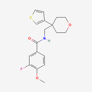 molecular formula C18H20FNO3S B2403463 3-fluoro-4-methoxy-N-((4-(thiophen-3-yl)tetrahydro-2H-pyran-4-yl)methyl)benzamide CAS No. 2320682-54-8