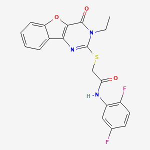 molecular formula C20H15F2N3O3S B2403472 N-(2,5-difluorophenyl)-2-[(3-ethyl-4-oxo-3,4-dihydro[1]benzofuro[3,2-d]pyrimidin-2-yl)sulfanyl]acetamide CAS No. 923233-58-3