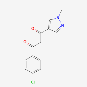 molecular formula C13H11ClN2O2 B2403479 1-(4-Chlorophenyl)-3-(1-methyl-1H-pyrazol-4-yl)propane-1,3-dione CAS No. 1503529-33-6