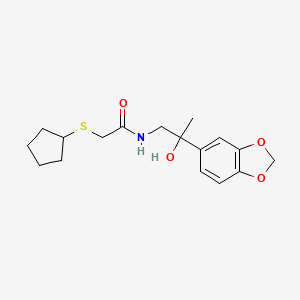 molecular formula C17H23NO4S B2403482 N-(2-(苯并[d][1,3]二氧杂环-5-基)-2-羟基丙基)-2-(环戊硫基)乙酰胺 CAS No. 1448050-34-7