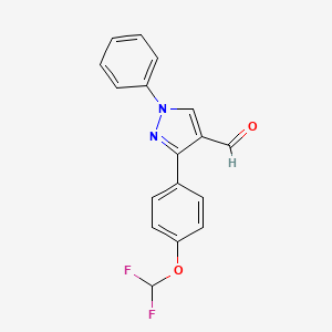 molecular formula C17H12F2N2O2 B2403510 3-[4-(Difluoromethoxy)phenyl]-1-phenylpyrazole-4-carbaldehyde CAS No. 956410-13-2