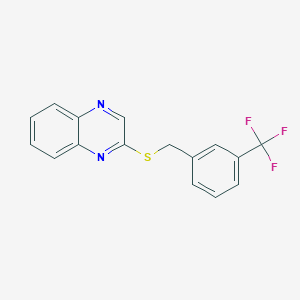 molecular formula C16H11F3N2S B2403535 2-{[3-(Trifluoromethyl)benzyl]sulfanyl}quinoxaline CAS No. 338977-86-9
