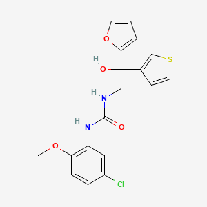 molecular formula C18H17ClN2O4S B2403542 1-(5-Chloro-2-methoxyphenyl)-3-(2-(furan-2-yl)-2-hydroxy-2-(thiophen-3-yl)ethyl)urea CAS No. 2034262-69-4