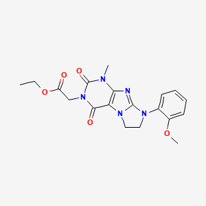 molecular formula C19H21N5O5 B2403545 2-[6-(2-甲氧基苯基)-4-甲基-1,3-二氧代-7,8-二氢嘌呤[7,8-a]咪唑-2-基]乙酸乙酯 CAS No. 893975-36-5