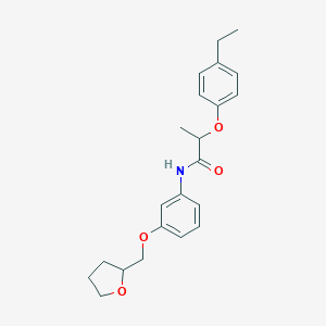 molecular formula C22H27NO4 B240355 2-(4-ethylphenoxy)-N-[3-(tetrahydro-2-furanylmethoxy)phenyl]propanamide 