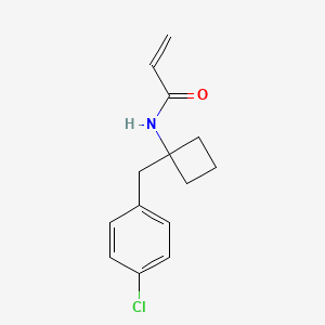 molecular formula C14H16ClNO B2403550 N-[1-[(4-Chlorophenyl)methyl]cyclobutyl]prop-2-enamide CAS No. 2196446-75-8