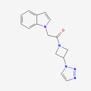 molecular formula C15H15N5O B2403552 1-(3-(1H-1,2,3-三唑-1-基)氮杂环丁-1-基)-2-(1H-吲哚-1-基)乙酮 CAS No. 2034431-09-7