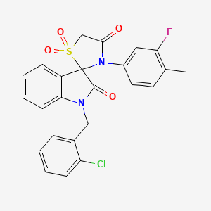 molecular formula C24H18ClFN2O4S B2403553 1-(2-Chlorobenzyl)-3'-(3-fluoro-4-methylphenyl)spiro[indoline-3,2'-thiazolidine]-2,4'-dione 1',1'-dioxide CAS No. 941977-79-3