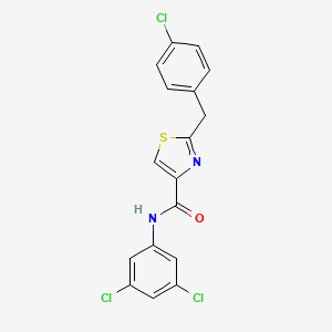 molecular formula C17H11Cl3N2OS B2403559 2-[(4-chlorophenyl)methyl]-N-(3,5-dichlorophenyl)-1,3-thiazole-4-carboxamide CAS No. 478030-43-2
