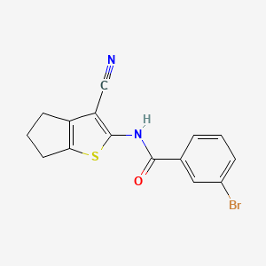 molecular formula C15H11BrN2OS B2403571 3-bromo-N-(3-cyano-5,6-dihydro-4H-cyclopenta[b]thiophen-2-yl)benzamide CAS No. 321945-21-5