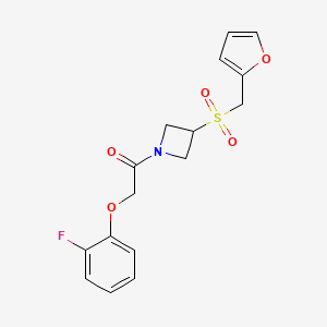 molecular formula C16H16FNO5S B2403575 2-(2-Fluorophenoxy)-1-(3-((furan-2-ylmethyl)sulfonyl)azetidin-1-yl)ethanone CAS No. 1797633-34-1