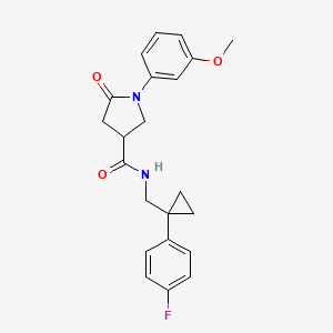N-((1-(4-fluorophenyl)cyclopropyl)methyl)-1-(3-methoxyphenyl)-5-oxopyrrolidine-3-carboxamide