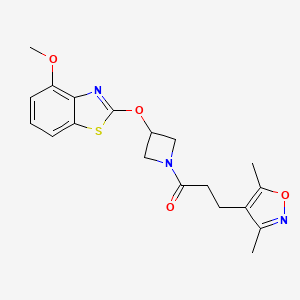 molecular formula C19H21N3O4S B2403581 3-(3,5-Dimethylisoxazol-4-yl)-1-(3-((4-methoxybenzo[d]thiazol-2-yl)oxy)azetidin-1-yl)propan-1-one CAS No. 1421442-84-3