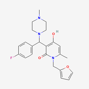 molecular formula C23H26FN3O3 B2403585 3-((4-fluorophenyl)(4-methylpiperazin-1-yl)methyl)-1-(furan-2-ylmethyl)-4-hydroxy-6-methylpyridin-2(1H)-one CAS No. 897612-64-5