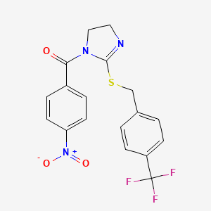 (4-Nitrophenyl)-[2-[[4-(trifluoromethyl)phenyl]methylsulfanyl]-4,5-dihydroimidazol-1-yl]methanone