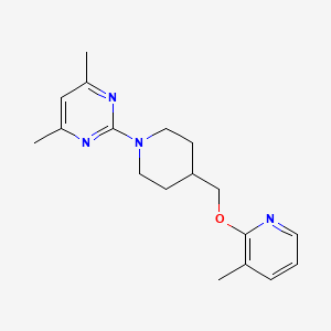 molecular formula C18H24N4O B2403597 4,6-Dimethyl-2-(4-{[(3-methylpyridin-2-yl)oxy]methyl}piperidin-1-yl)pyrimidine CAS No. 2199068-47-6