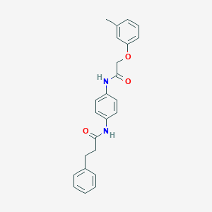 molecular formula C24H24N2O3 B240360 N-(4-{[(3-methylphenoxy)acetyl]amino}phenyl)-3-phenylpropanamide 