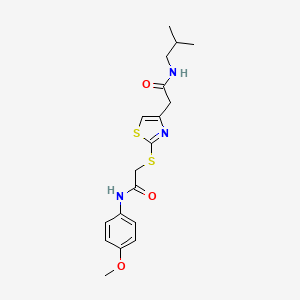 molecular formula C18H23N3O3S2 B2403603 N-异丁基-2-(2-((2-((4-甲氧基苯基)氨基)-2-氧代乙基)硫代)噻唑-4-基)乙酰胺 CAS No. 941961-90-6